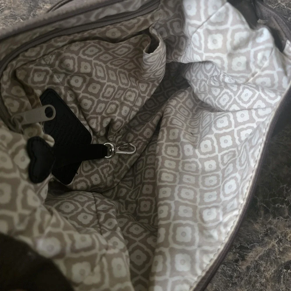 BRIGHTON Pewter Gray Pebbled Leather Hobo Bag Purse Braided Strap